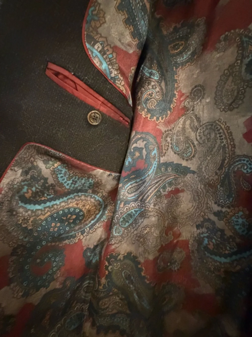 Ted Baker Dark Charcoal Pea Coat with Patterned Lining - Picture 4 of 9